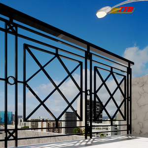 Rampe de balcon en fer forgé forgé à la main avec éléments décoratifs fins et structure durable pour une utilisation extérieure à long terme - Product Image 3