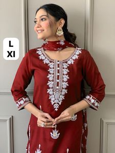 Dernière tenue fantaisie de créateur haute sur demande rayonne lourde Kurti & pantalon broderie travail avec Dupatta belle couleur femme à vendre - Product Image 4