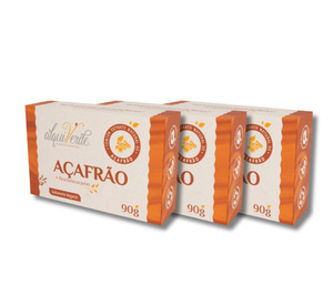 Kit de savons solides végétaux au safran naturel Alquiverde (lot de 3) - Soins de la peau végétaliens et sans cruauté - Product Image 1