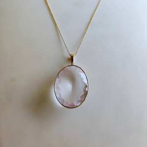 Natural <b>Rose</b> <b>Quartz</b> Oval Cut 14k Gold Pendant 22x28mm Fine Fashion Gold <b>Jewelry</b> for Women Wholesale <b>Jewelry</b> Manufacturing - Product Image 3