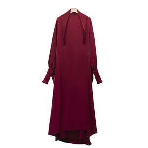 Musulmán Abaya Vestido de oración de una pieza con capucha Manga ahumada Mujeres Jilbab Ropa islámica Dubai Arabia Saudita Túnica negra - Product Image 1