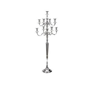 Candélabre en cristal métallique argenté de luxe pour la maison, mariage, centre de table décoratif, événement formel, candélabre décoratif - Product Image 6