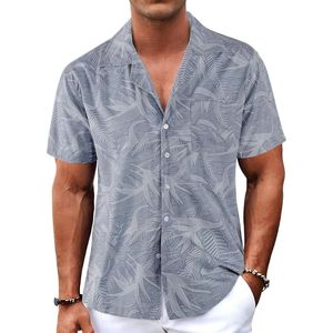 Chemises à manches courtes en tissu léger et respirant Hawaii Vibe imprimé arbre blanc noir pour hommes - Product Image 6