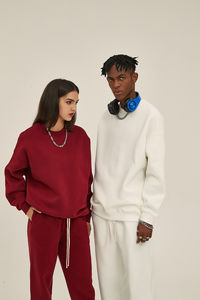 Sweat-shirt en molleton surdimensionné prêt à être expédié, manches longues, en coton mélangé, col rond - Product Image 6