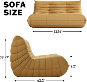 Loveseat, silla amarilla de 2 plazas, silla resistente al agua para chimenea, sofá grande de alta densidad para adultos y adolescentes - Product Image 2