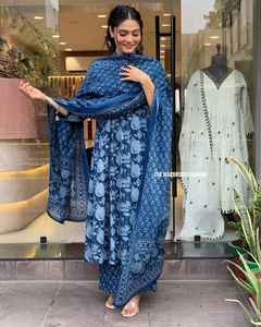 ชุด anarkali kurta พิมพ์ลายเสื้อผ้าชนเผ่าของผู้หญิงชุดโรงงานผ้าฝ้าย - Product Image 3