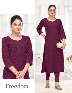 Fully <b>Chikankari</b> Sequence Work Light Wight Cotton <b>Kurti</b> Perfect for Collage and Office girls - Product Image 2