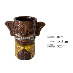 Tasse en céramique 3D hawaïenne personnalisée <span class=keywords><strong>Verres</strong></span> à cocktail Bière classique Tasse en céramique Maori Chef Cocktail Tiki Mug - Product Image 6