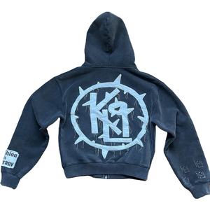 Sweat à capuche zippé pour homme de haute qualité, 100% coton, style streetwear, anti-rétrécissement, effet usé, en vente à bas prix - Product Image 2