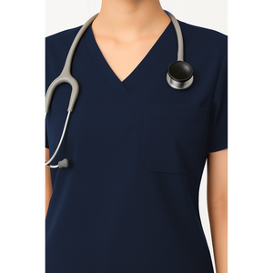 Uniformes médicos de alta calidad, ropa durante todo el día, Top exfoliante con cuello en V, etiquetas personalizadas, Spandex, algodón, hombres, uniformes médicos, conjuntos de fabricante - Product Image 1