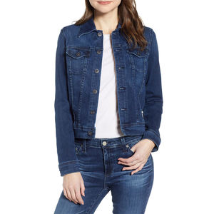 Chaqueta vaquera de algodón transpirable con bordado, de talla grande, a la moda, para adultos, de color liso, con solapa y botonadura sencilla, venta al por mayor. - Product Image 1