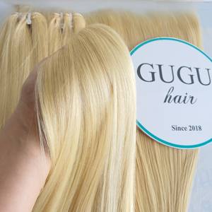 Extensions de cheveux humains du Vietnam, ondulation lisse et soyeuse, cheveux vierges doublement tirés, 613, 8-30 pouces, trame plate, toutes les couleurs, 95-100g - Product Image 3