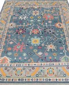 พรมแบบถักด้วยมือสีฟ้าอ่อนและสีเบจตุรกีขนาด8x10 ,9x12สำหรับห้องนั่งเล่นห้องนอนพิเศษพรมถักมือ - Product Image 4