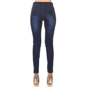 กางเกงยีนส์ลำลองเอวสูงรัดรูปเอวสูงสำหรับผู้หญิงกางเกงเอวยางยืดแฟชั่นซักได้ดูเป็นเอวขนาดกลางรัดรูป - Product Image 4