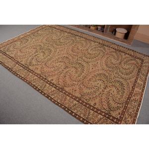 Tapis Kilim turc Vintage Beige Marron 6.3 X 9.2ft fait à la main laine Latex support classique Patchwork Design pour salon haut - Product Image 3
