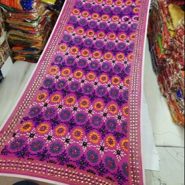 مرآة Phulkari Dupatta التقليدية متعددة الألوان, مصنوعة يدويًا ، مع أزهار كبيرة ، تعمل على جميع أنحاء دوباتا