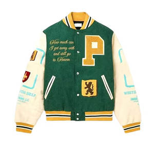 2024 OEM nueva moda al aire libre hombres Streetwear cuero Patchwork Crop Varsity chaqueta precio razonable alta calidad - Product Image 1