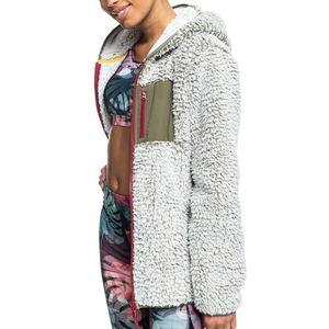 OEM Service <b>Women's</b> <b>Zip</b> <b>up</b> Sherpa Fleece <b>Jacket</b> Wholesale Premium Quality Warm Sherpa <b>Jacket</b> - Product Image 3