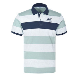 เสื้อโปโลลายทางสำหรับผู้ชาย, เสื้อโปโลผ้าฝ้าย100% ทำจากปากีสถานติดฉลากส่วนตัว - Product Image 1