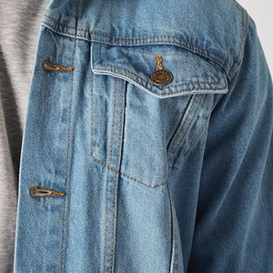 Manufacturer Wholesale Custom Denim Jackets for Men Plus Size Letterman Varsity Winter Jacket Front Canvas <b>Fabric</b> Streetwear - Product Image 2