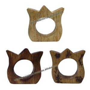 ที่ใส่แหวนผ้าเช็ดปากไม้สไตล์บัวคุณภาพเยี่ยมสําหรับคริสต์มาสวันขอบคุณพระเจ้าและปาร์ตี้วันหยุดอื่น ๆ - Product Image 1