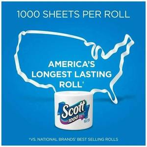 Scott 1000 Sheets Bathroom Tissue, <b>Toilet</b> Paper, 8 <b>Rolls</b> - Product Image 2