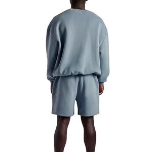 Conjunto de sudadera de cuello redondo de algodón con logotipo personalizado Conjunto de sudadera y pantalones cortos de cuello redondo para hombre 2026 - Product Image 2