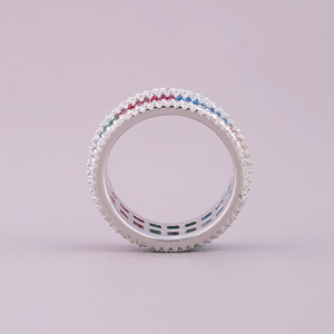 แหวนเพชรฮาโลสีรุ้งสุดหรูสำหรับผู้หญิงแหวนชุบเงินสเตอริง925เพชรสีทึบแฟชั่นทำจากสเตนเลสสตีลมีสไตล์ - Product Image 4