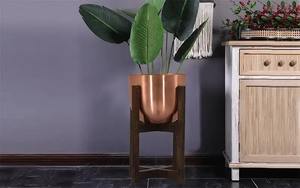 Jardinière en métal en fer de qualité supérieure avec design sculpté unique et finition en cuivre poli, idéale pour la maison ou l'affichage dans le hall - Product Image 5