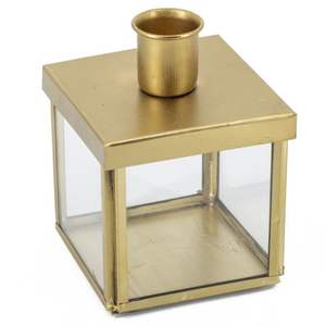 Bougeoir en verre et métal doré de luxe - Bougeoir géométrique nordique pour centre de table de mariage et décoration moderne de la maison - Product Image 1