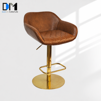 Fournisseur de chaises DM, tabouret de bar personnalisé en similicuir avec dossier et accoudoirs, siège pivotant réglable pour comptoir de cuisine et bar à domicile