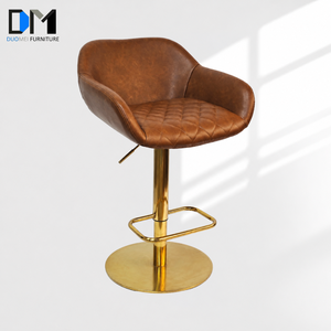 Silla de Bar Personalizada de Piel Sintética <span class=keywords><strong>con</strong></span> Respaldo y Brazos, Asiento Giratorio Ajustable para Barra de Cocina y Hogar, Proveedor DM Chair - Product Image 1