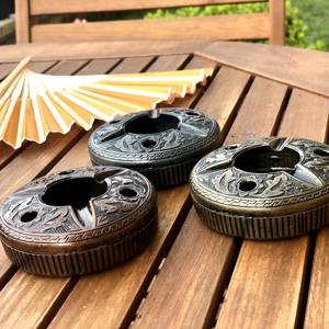 Heavy-Duty Vintage Brass <b>Ashtray</b> with Smooth Finish- Portable <b>Ashtray</b> for Cigar & Cigarette Lovers - Product Image 4