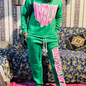 Sweat à capuche court deux pièces personnalisé avec poche latérale pantalon de survêtement ensemble unisexe survêtement imprimé bouffant 3D 100% coton polaire perdre Jogger - Product Image 2