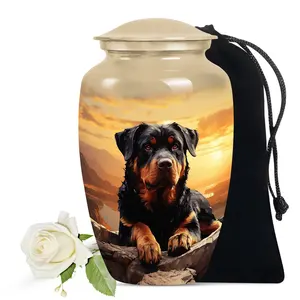 Urna de Cremación para Cenizas de Mascotas Rottweiler, Urna Conmemorativa para Perros Sunset Mountain - Product Image 1