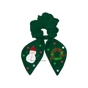 Beautiful Indian Hand Embroidery Cotton Seed Beaded <b>Scrunchies</b> Christmas Hair Accessory Glitter Exports Fashion Accessories - Product Image 5