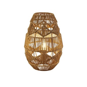 Rustic Boho Modern Handmade Rattan Iron LED Pendant <b>Light</b> with Customizable Color and Size - Product Image 3