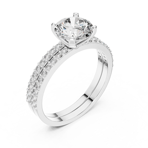 Bague de fiançailles solitaire en or blanc 14 carats plaqué rhodium avec diamant rond taille brillant serti à griffes Eterna - Product Image 2