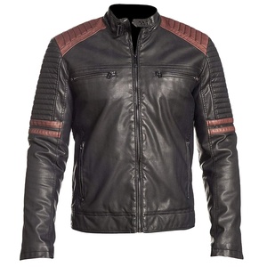 Blouson en cuir et toile long et fin, style nouveau, imperméable, moto et motard, bomber, logo frontal, haute qualité, 2026 - Product Image 1