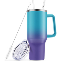 Taza de viaje ecológica con aislamiento térmico de doble pared de acero inoxidable de 40oz con tapa de plástico empuñadura de paja para uso en coche y Camping