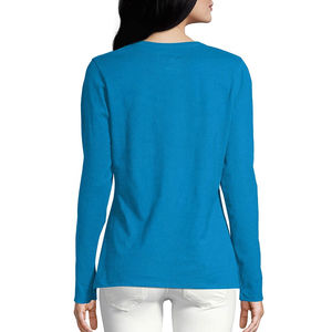 Gran oferta de camisetas de manga larga para mujer, camisetas lisas de Color sólido para mujer, camisetas personalizadas de manga larga para mujer a la venta - Product Image 6