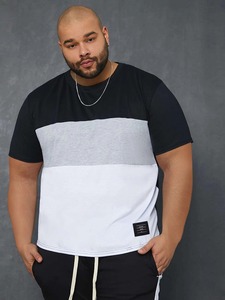 Camiseta informal de verano con bloques de colores para hombre, camiseta de manga corta con cuello redondo, camisetas de secado rápido con estampado digital - Product Image 5