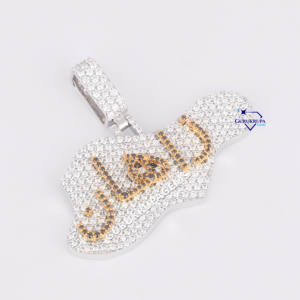 2025 bijoux de mode lettre arabe pendentif 14 carats or blanc laboratoire cultivé diamant deux tons conception pendentif fin - Product Image 2