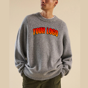 Pull en mohair tricoté moelleux sur mesure, prix abordable, poids lourd, chaud, col rond, couleur unie, pull pour homme - Product Image 5