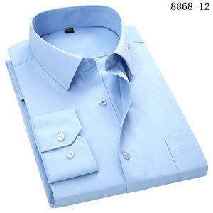2022 New <b>Men's</b> <b>Dress</b> <b>Shirt</b> with Long Sleeves Solid Plus Size Twill Fabric Regular Fit Stripe Business <b>Shirt</b> in <b>White</b> and Blue - Product Image 3