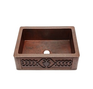 Éviers de cuisine rustiques en cuivre Évier en cuivre à double paroi Évier rectangulaire en cuivre - Product Image 1