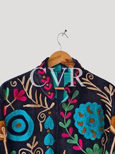 Hand Embroidered Floral Coat Full Sleeve Bohemian Style Turn-<b>down</b> Collar Cotton Outerwear for Women Spring Casual - Product Image 2