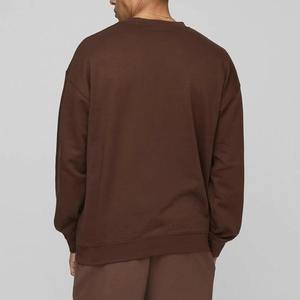 OEM Plain Dropped hombro manga larga algodón mezclado sudadera de los hombres logotipo personalizado DTF impreso cuello redondo sudaderas - Product Image 3