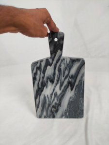 Planche à découper en marbre gris naturel entièrement faite à la main par des artisans experts d'Inde Planche à découper de luxe de qualité supérieure pour la cuisine - Product Image 3