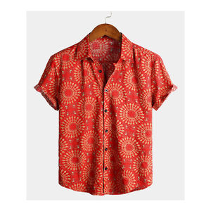 Summer <b>Beach</b> Style Print Short Sleeve Turndown Collar Button <b>Men</b> T-<b>shirt</b> Hawaiian <b>Shirt</b> Fashion Breathable Top Outerwear - Product Image 1